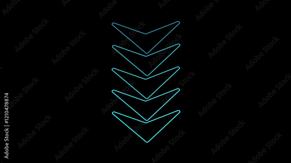 Poster abstract loop arrow loading bar illustration on black background with directional arrows swiping rig