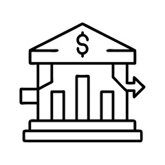 stock exchange building icon, stock exchange building line art - simple line art of stock exchange building, perfect for stock exchange building logos and icons