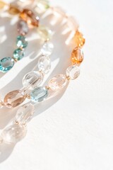 Vibrant gemstone bracelet showcasing unique colors on a light tabletop surface