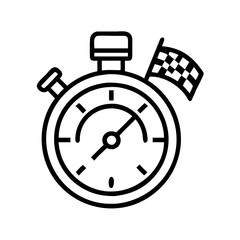 stopwatch with checkered flag icon, stopwatch with checkered flag line art - simple line art of stopwatch with checkered flag, perfect for stopwatch with checkered flag logos and icons
