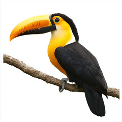 Fototapeta premium yellow billed hornbill on white background 