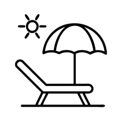 sunbed icon, sunbed line art - simple line art of sunbed, perfect for sunbed logos and icons