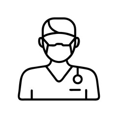 surgeon in scrubs icon, surgeon in scrubs line art - simple line art of surgeon in scrubs, perfect for surgeon in scrubs logos and icons