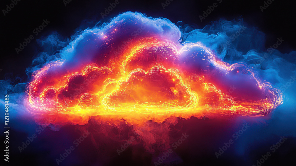 Aufkleber digital cloud displays data flow and connectivity in modern internet services