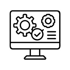 system testing icon, system testing line art - simple line art of system testing, perfect for system testing logos and icons
