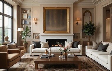Living Room With a Large in Frame on The Wall The Decor