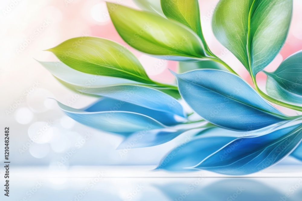 Poster captivating blend of botanical shapes in an abstract nature-inspired design with fluid lines and col