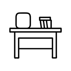 teacher s desk icon, teacher s desk line art - simple line art of teacher s desk, perfect for teacher s desk logos and icons