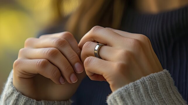 close-up of client hands fidgeting with ring during therapy session