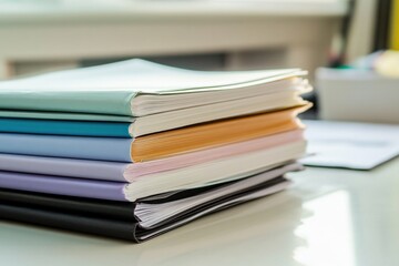 close-up of neatly stacked pile of psychology books on therapist desk