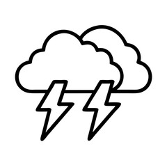 thunderstorm icon, thunderstorm line art - simple line art of thunderstorm, perfect for thunderstorm logos and icons
