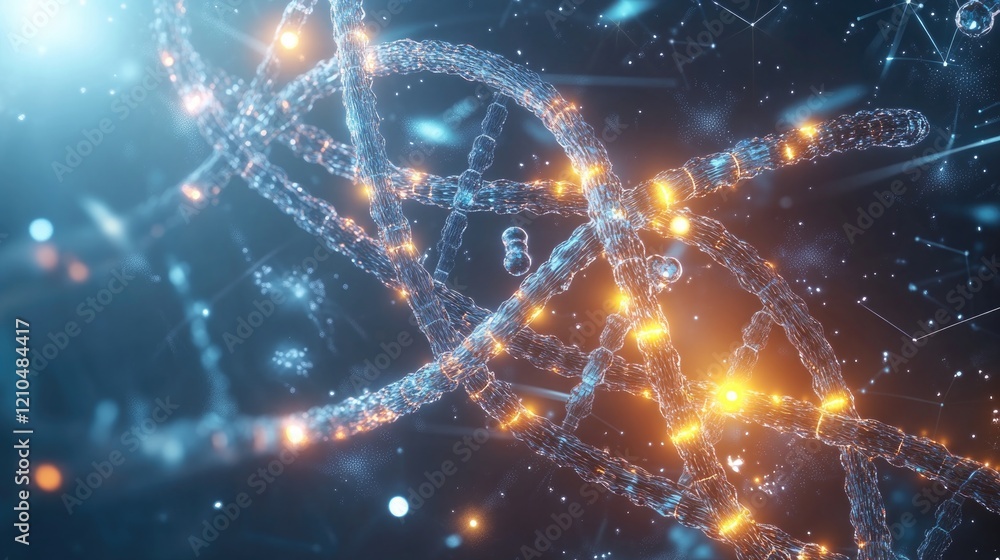 Aufkleber conceptual image of dna strands intertwined with glowing molecules symbolizing genetic engineering i