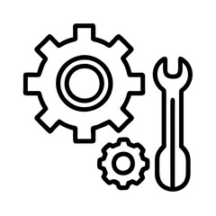 tools and gear icon, tools and gear line art - simple line art of tools and gear, perfect for tools and gear logos and icons