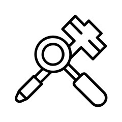 tools for inspection icon, tools for inspection line art - simple line art of tools for inspection, perfect for tools for inspection logos and icons
