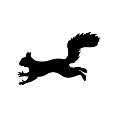 One running squirrel silhouette icon vector flat illustration design.