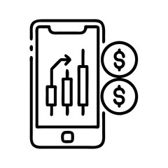 trading app icon, trading app line art - simple line art of trading app, perfect for trading app logos and icons