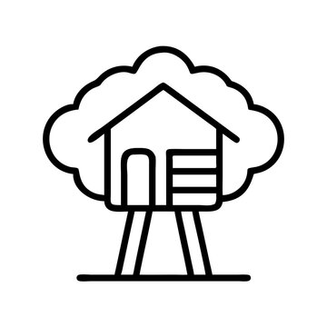 recommend clip art: treehouse icon, treehouse line art - simple line art of treehouse, perfect for treehouse logos and icons