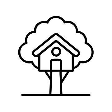 recommend clip art: treehouse icon, treehouse line art - simple line art of treehouse, perfect for treehouse logos and icons