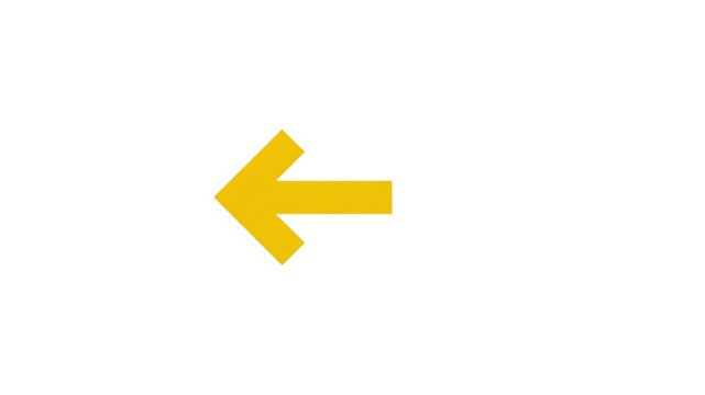 Animated left side yellow arrow symbol on a white background for "Go Back," "Click Here," loop video