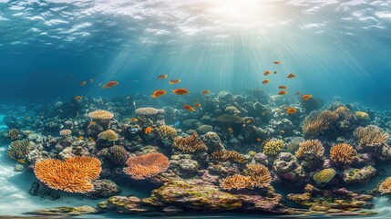Fototapeta premium magical underwater world filled with vibrant coral reefs and colorful fish swimming gracefully together
