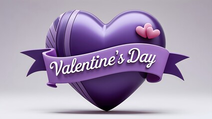 Valentine's Day typography, lettering, purple heart symbols, white background, romantic design, holiday greeting, love-themed graphic, simple elegant style.Valentines Day greeting card background.