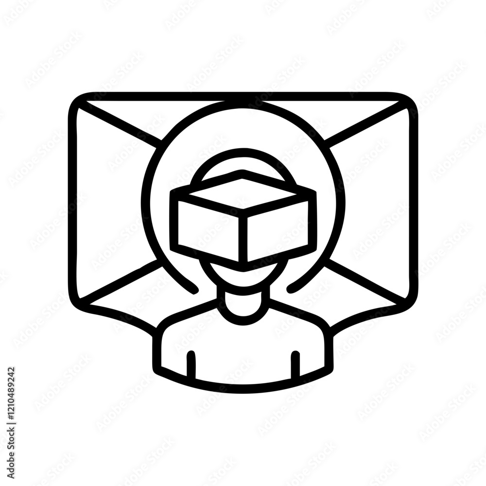 Poster virtual environment icon, virtual environment line art - simple line art of virtual environment, per