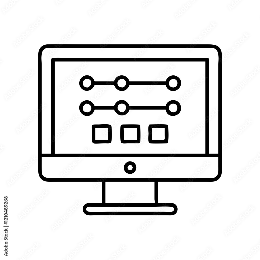 Poster virtual machine icon, virtual machine line art - simple line art of virtual machine, perfect for vir