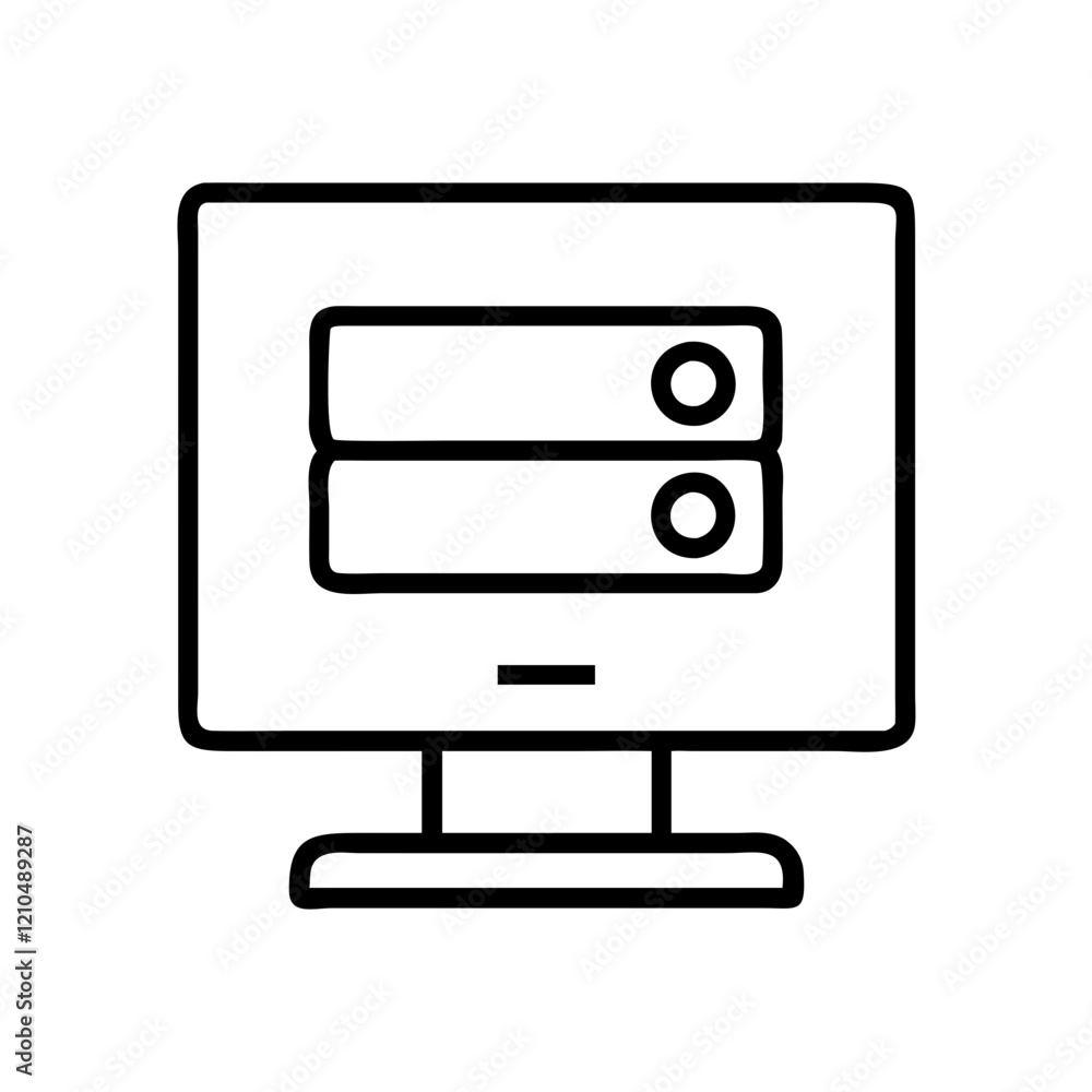 Poster virtual machine icon, virtual machine line art - simple line art of virtual machine, perfect for vir