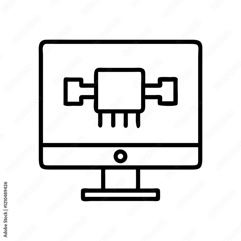 Poster virtual machine icon, virtual machine line art - simple line art of virtual machine, perfect for vir