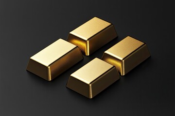 minimalistic gold industry concept showcasing gleaming gold bars on solid black background emphasizing purity and wealth