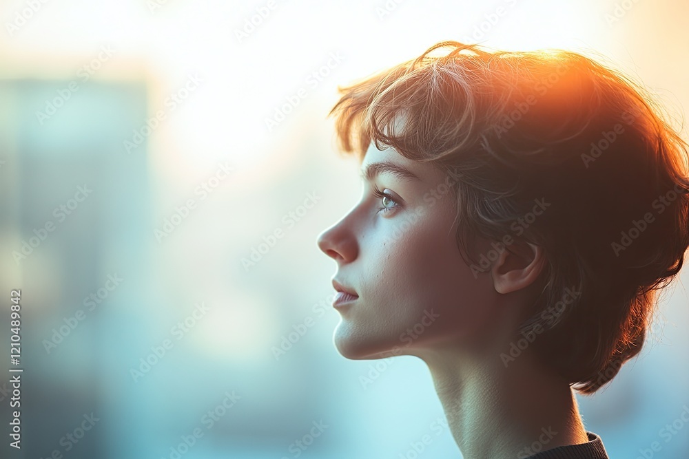 Poster minimalistic portrait of person with blurred background creating clean image aesthetic featuring amp