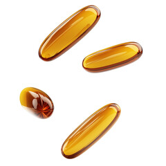 png falling fish oil, Omega 3 capsule soft gel or fish oil capsule isolated on transparent background