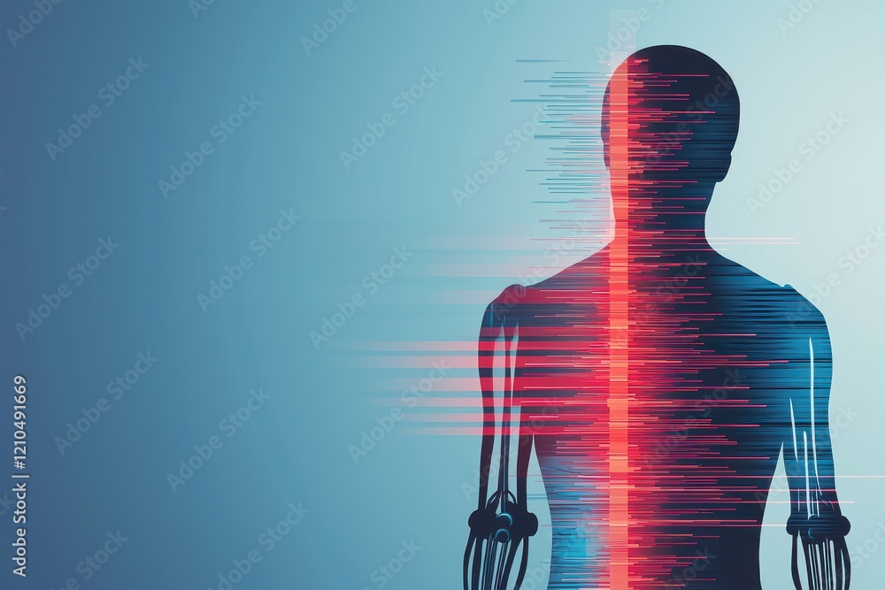 Aufkleber cybersecurity network security concept. abstract digital representation of a human figure with vibra