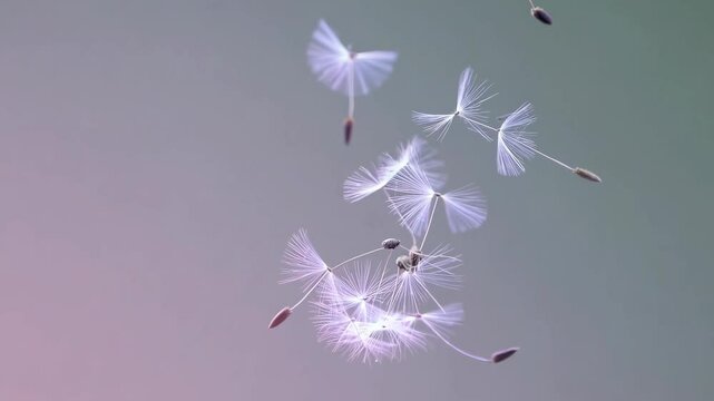 Abstract blurred nature background dandelion seeds parachute. Abstract nature bokeh pattern