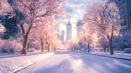 ground level shot 3d render of city landscape