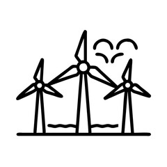 wind farm icon, wind farm line art - simple line art of wind farm, perfect for wind farm logos and icons