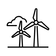 wind farm icon, wind farm line art - simple line art of wind farm, perfect for wind farm logos and icons