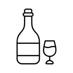 wine bottle icon, wine bottle line art - simple line art of wine bottle, perfect for wine bottle logos and icons