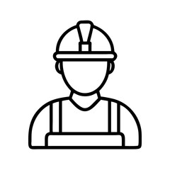 worker with helmet icon, worker with helmet line art - simple line art of worker with helmet, perfect for worker with helmet logos and icons