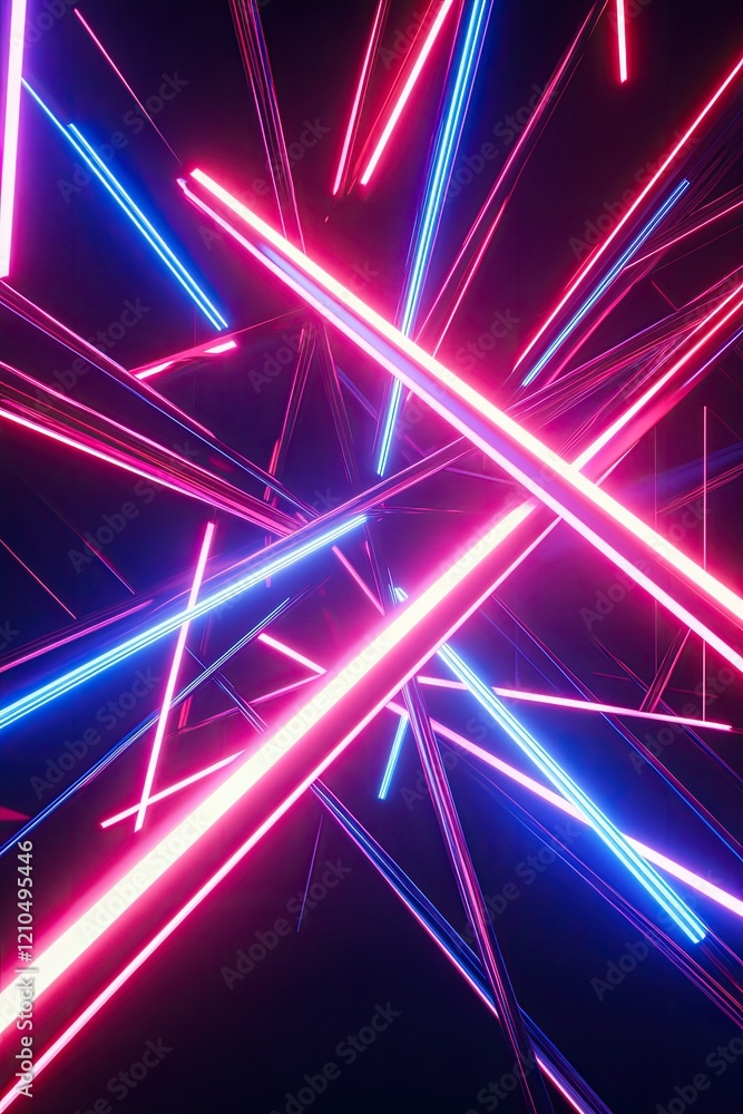 Poster surreal fusion of futuristic neon light beams intersecting at dynamic angles