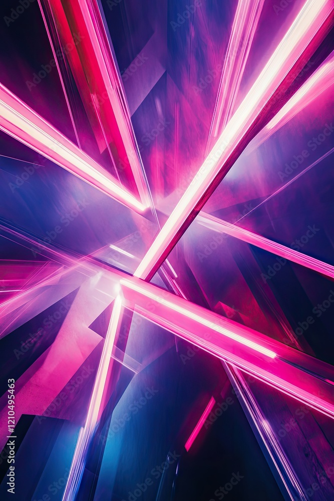 Aufkleber surreal fusion of futuristic neon light beams intersecting at dynamic angles