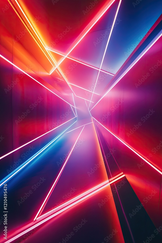 Poster surreal fusion of futuristic neon light beams intersecting at dynamic angles