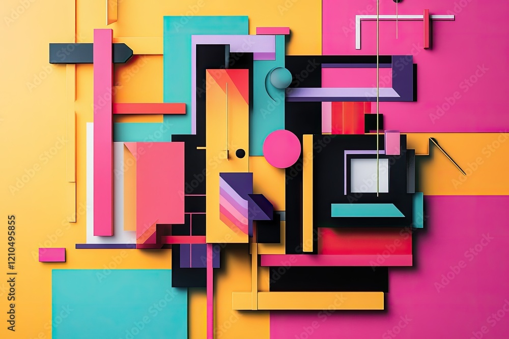 Poster vibrant color palette showcasing minimalistic clean design elements with ample copy space highlighti