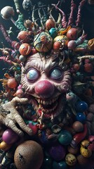Fototapeta premium Grotesque Carnival: A Surreal Nightmare