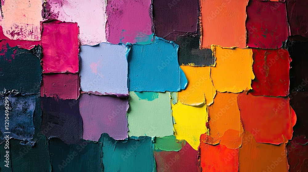 Poster vivid abstract composition showcasing range of vibrant color palettes in graphic design featuring am