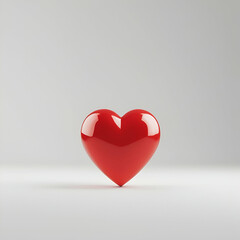 cute beautiful red heart on white background symbol of love and unity, generative Ai
