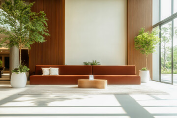 Cozy lounge area with modern design and natural elements in an inviting space