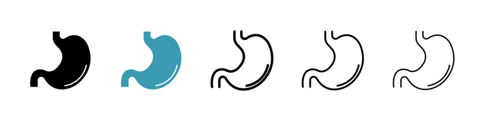 Stomach icons in black and blue set
