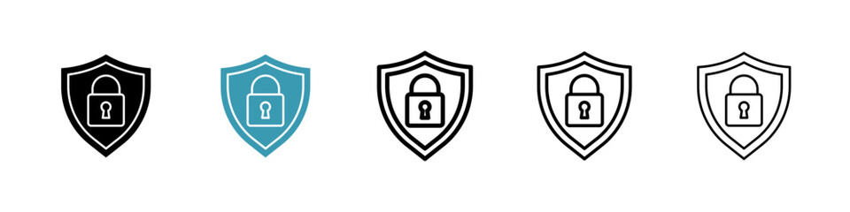 Security lock icons in black and blue set