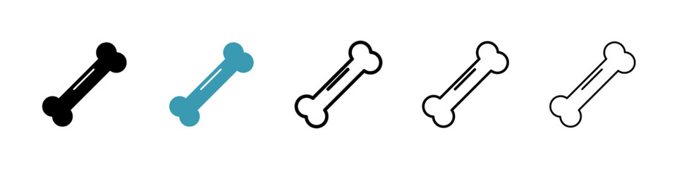 Bones icons in black and blue set